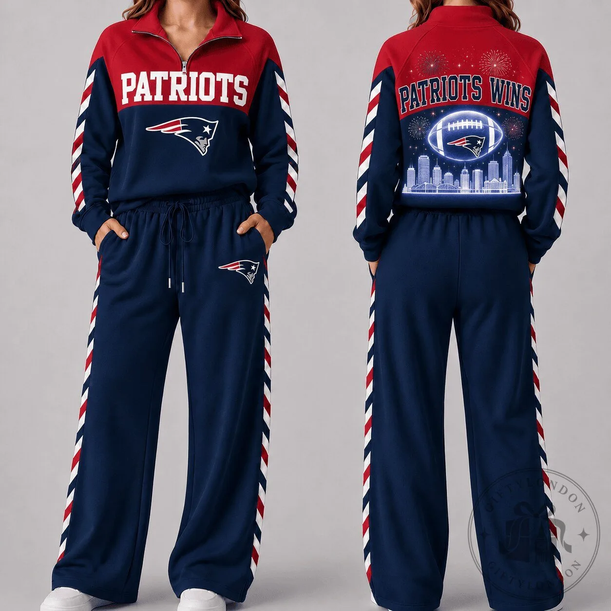 NFL PATRIOTSペイトリオッツ グロンコウスキー オンフィールドジャージ New England Patriots Women's Quarter-Zip Pullover and Wide-Leg
