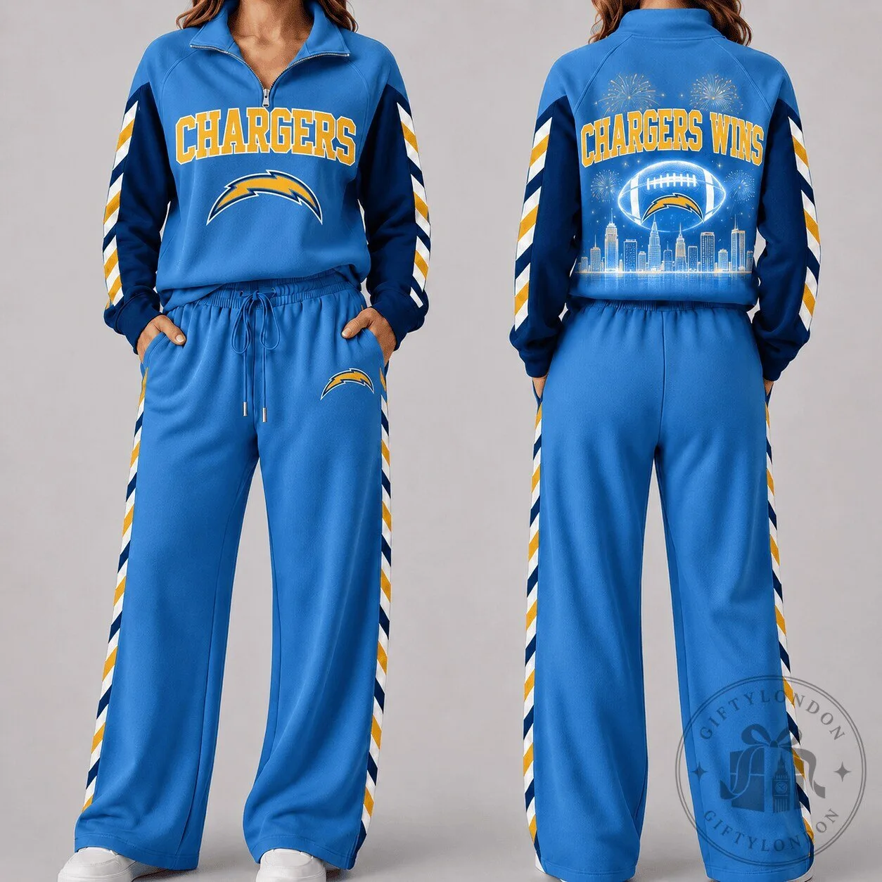 Los Angeles Chargers Women's Quarter-Zip Pullover and Wide-Leg